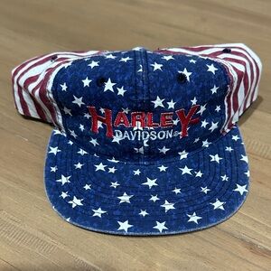 Vintage Deadstock Harley Davidson American Flag snap back hat